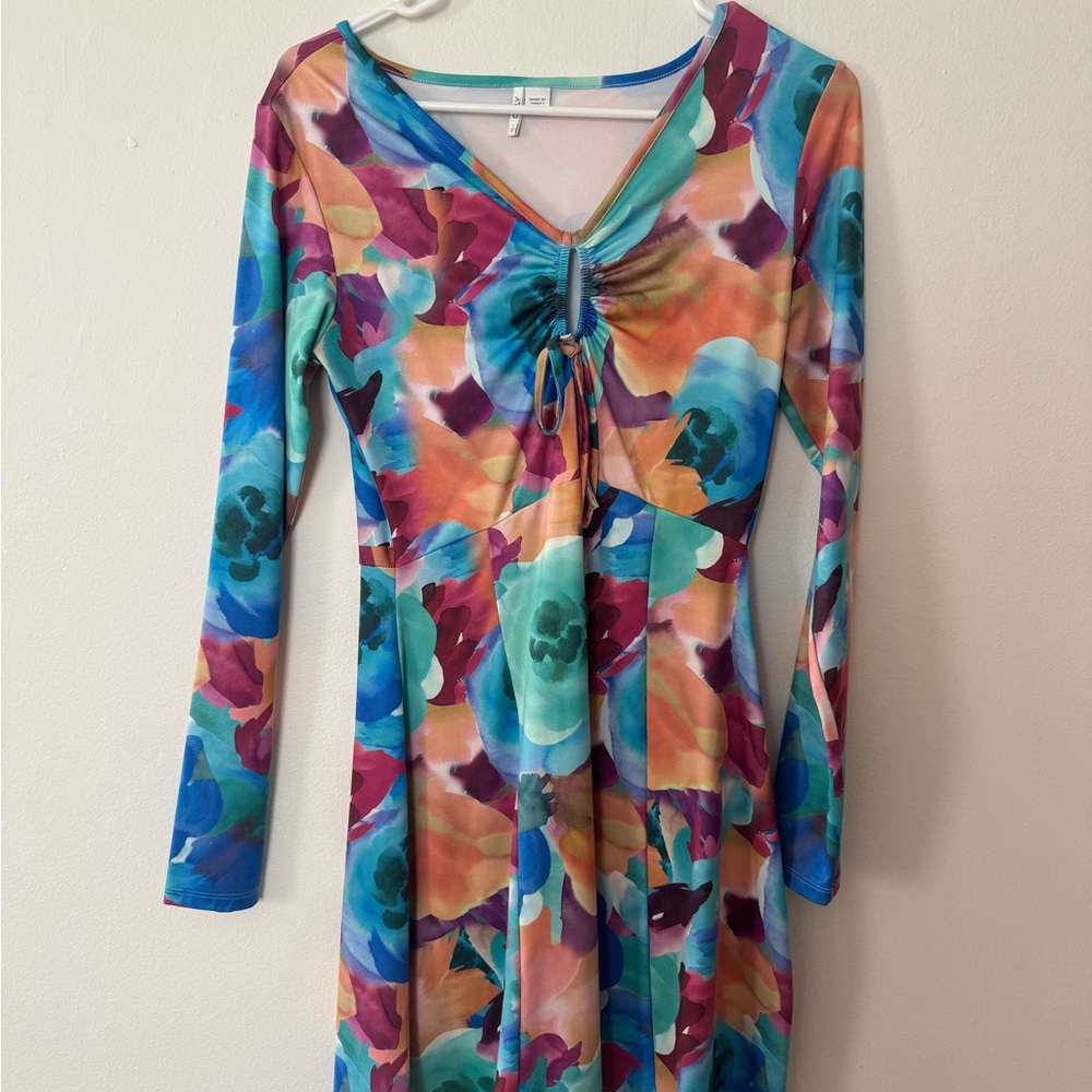 Only Multicolor Dress with Blue and Orange Accents